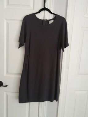 M. PATMOS💥Nwot💥Silk/Cashmere Short Sleeve Shift Dress in Charcoal Gray